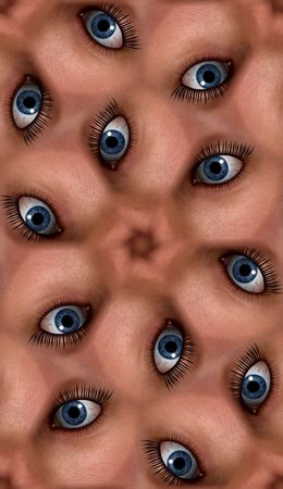 A seamless tile pattern background made out of eyes.の写真素材