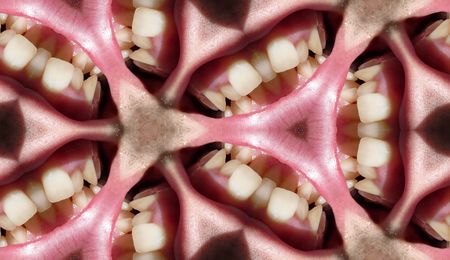 A seamless pattern background made out of teethの写真素材