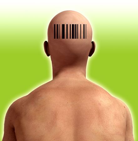 An abstract image of a man representing retail and security concepts.の写真素材