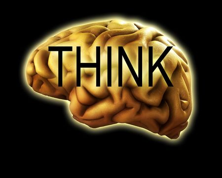 A conceptual about intellect featuring a brain.の写真素材