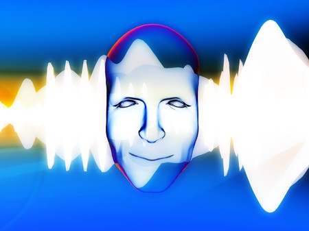 A face with an added soundwave for music conceptsの写真素材