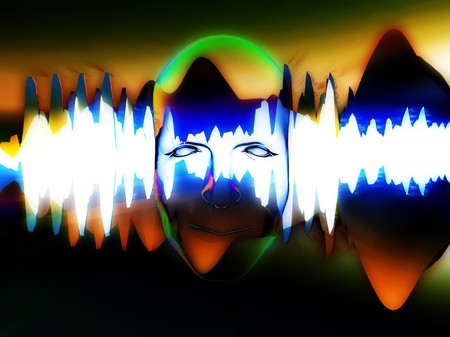 A face with an added soundwave for music conceptsの写真素材