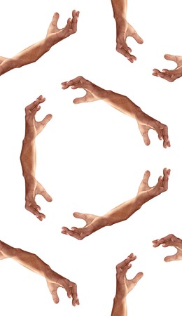 A seamless pattern background made out of human hands.の写真素材