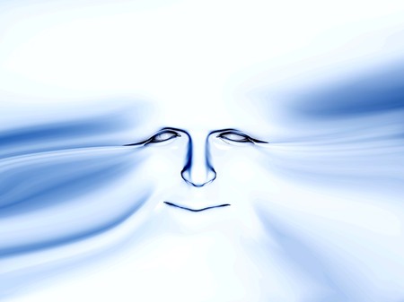 A happy face that has been stretched.の写真素材