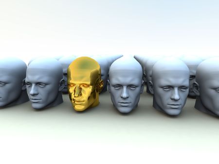 Conceptual image about being an individual amongst conformists.の写真素材