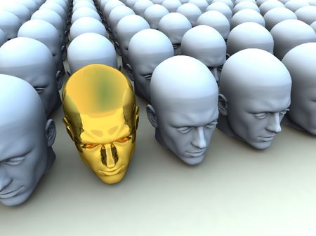 Conceptual image about being an individual amongst conformists.の写真素材