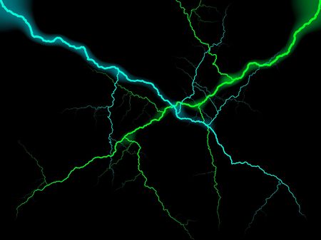 Image of some colourful lighting strikes against a night background.の写真素材