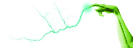 A skeleton hand that is shooting out electricity.の写真素材