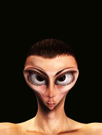 A sinister looking face of an alien hybrid.の写真素材