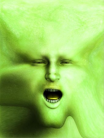 A horrible screaming face made out of skin for Halloween.の写真素材