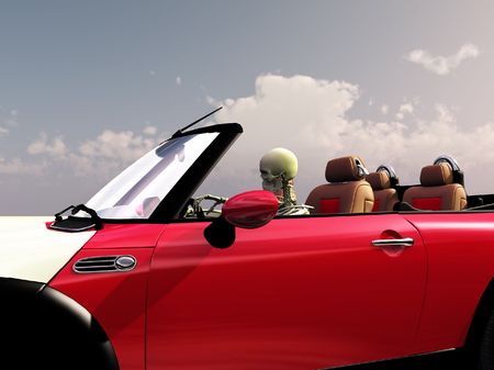 Conceptual image of a car been driven by death.の写真素材