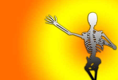 A skeleton with an outreached arm pose.