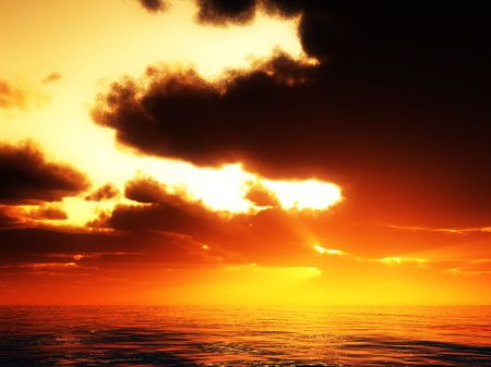 A sunset sky over a sea view.の写真素材