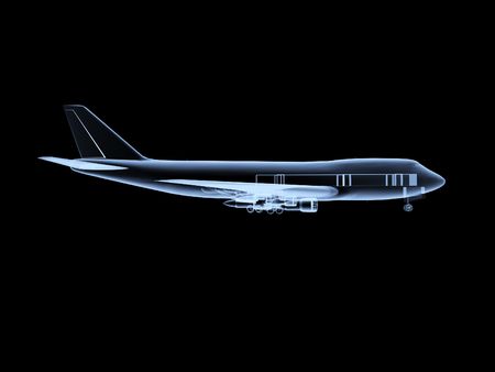 An x ray of a plane in flight.