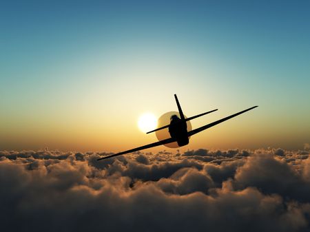A propeller plane that is flying high over clouds.