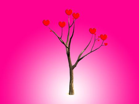 Concept image of a tree growing love hearts. の写真素材