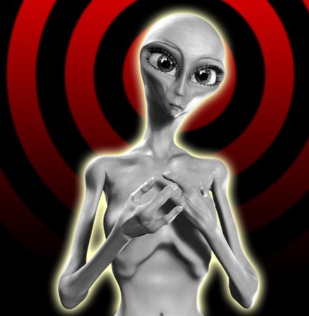 An image of a typical grey species of alien.の写真素材