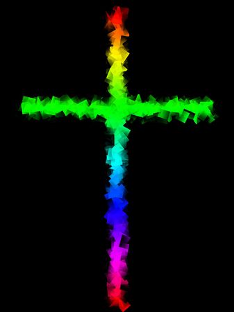 A holy cross that is made up of colourful squares.の写真素材