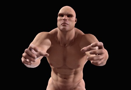 A big strong thuggish man who is being threatening.の写真素材