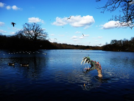 An image representing water based monsters, for example the Loch Ness Monster.  の写真素材