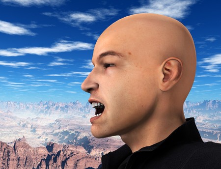 A angry man who is shouting in frustration.の写真素材
