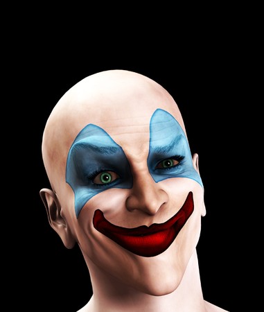 An image of a scary evil clown that is puzzled.の写真素材
