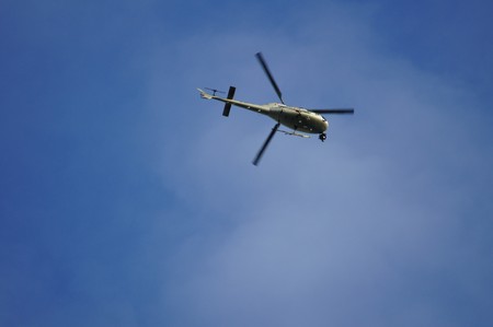 A news helicopter that was flying to film the Pope.の写真素材
