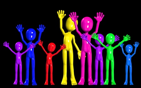 Concept image showing a diverse crowed partying.  の写真素材