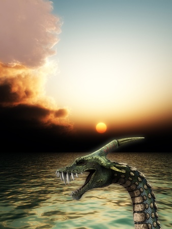 Monstrous sea snake monster that is living in the sea.の写真素材
