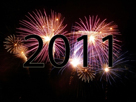 Fireworks that are going of celebrating the new year.