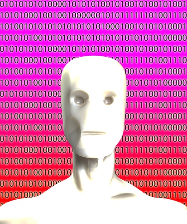 A Robot head with binary artificial intelligence.の写真素材
