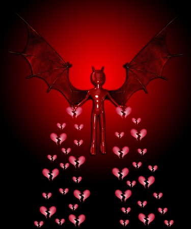 The devil spreading sadness and broken hearts everywhere.の写真素材