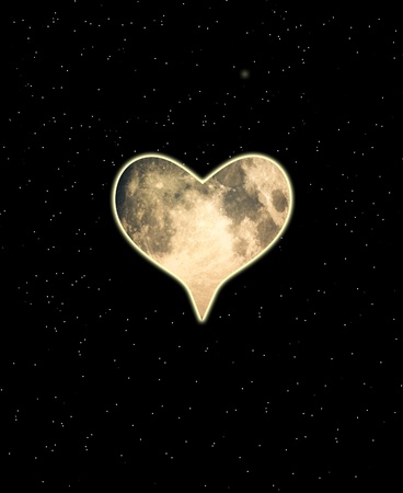 The moon in the shape of a heart.の写真素材