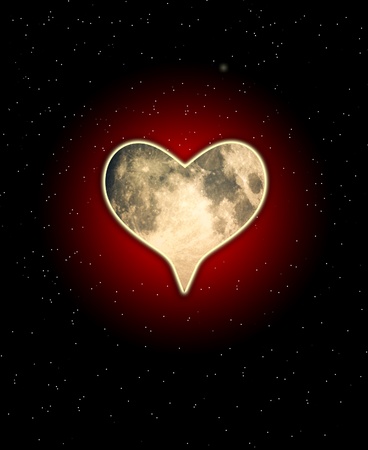 The moon in the shape of a heart.の写真素材