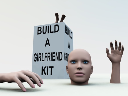Humorous image about building a girlfriend.の写真素材