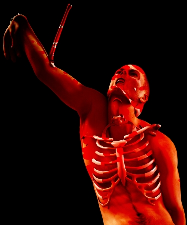 Unrealistic injury to a male body, but could also double as a zombie の写真素材