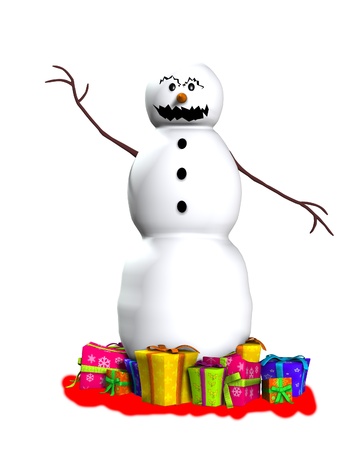 An evil and sinister looking snowman  の写真素材