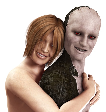 Women in love with a cybernetic man の写真素材