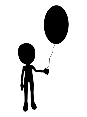 Silhouetted outline of a cartoon figure with an Easter egg balloon の写真素材