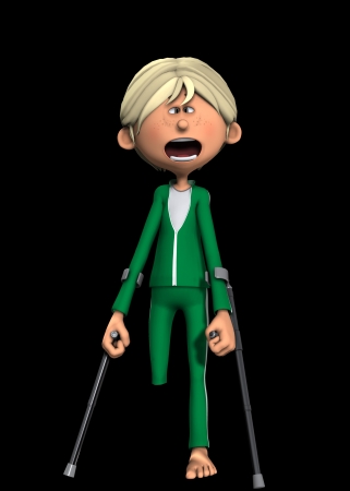 Man on crutches who has lost his leg の写真素材