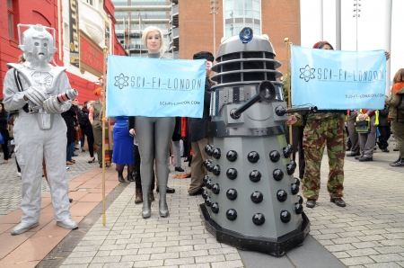 London  April 28: People dressing up in cosplay costume to take part in the Sci Fi London Parade which marks the start of the 2013 Sci Fi London Film festival in Stratford in London April 28th, 2013 in London, England.のeditorial素材