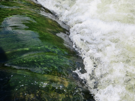Fast moving water that is flowing in a river