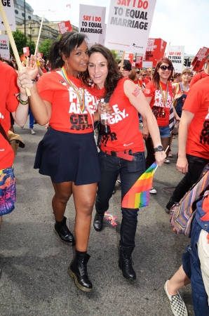 London, June 29: The annual Pride march goes through London's Oxford Street the march celebrates Gay, Lesbian and Bi Sexual people , London June 29th, 2013 in London England.のeditorial素材