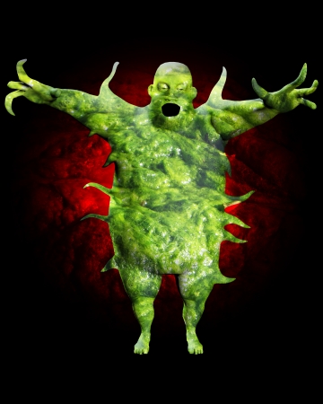 Monstrous and rather obese fat man made out of fungus.の写真素材