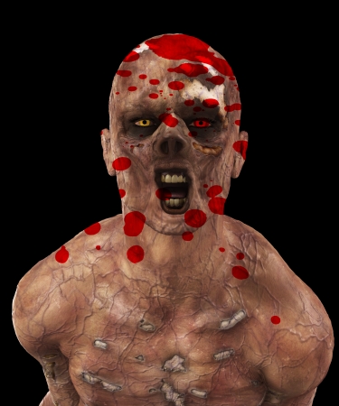Really horrible looking zombie covered in blood.の写真素材