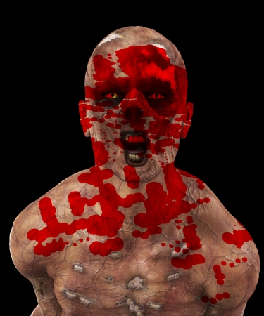 Really horrible looking zombie covered in blood.の写真素材