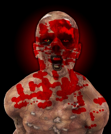 Really horrible looking zombie covered in blood.の写真素材