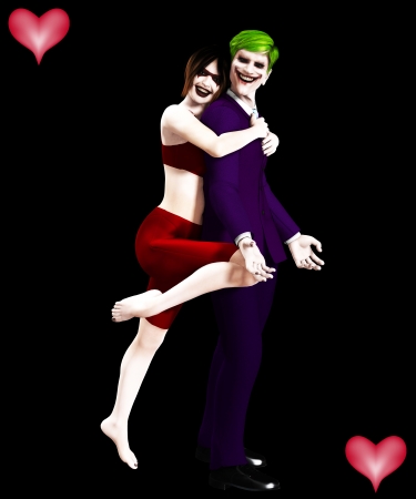 Cute but very sinister clown couple.の写真素材