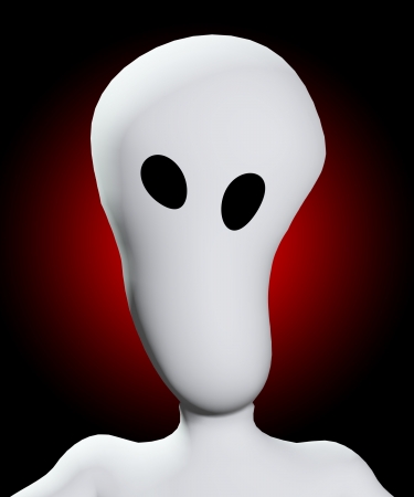 Creepy blank face with hollow eyes that are distorted. の写真素材