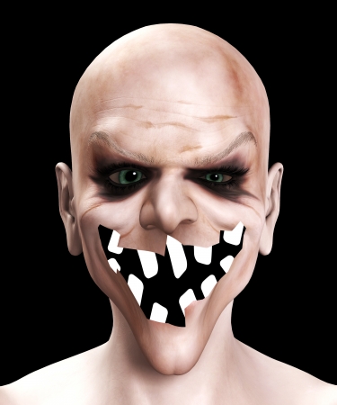 Evil clown with a really horrible mouth.の写真素材